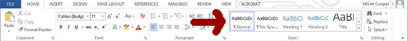 shows the styles group on word's ribbon menu